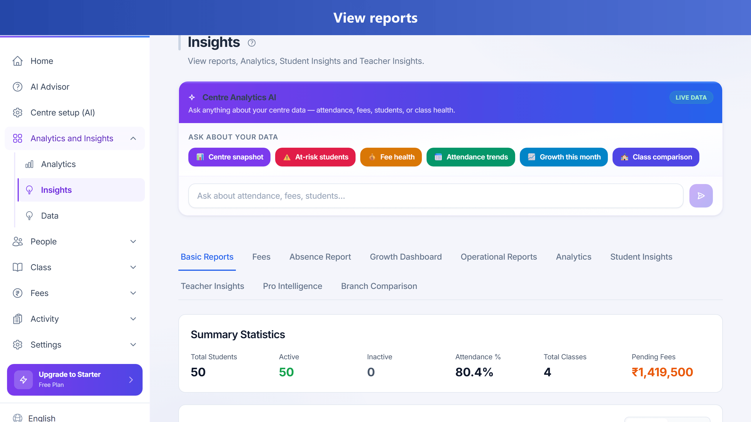 Reports and performance close retention and fee-value loops